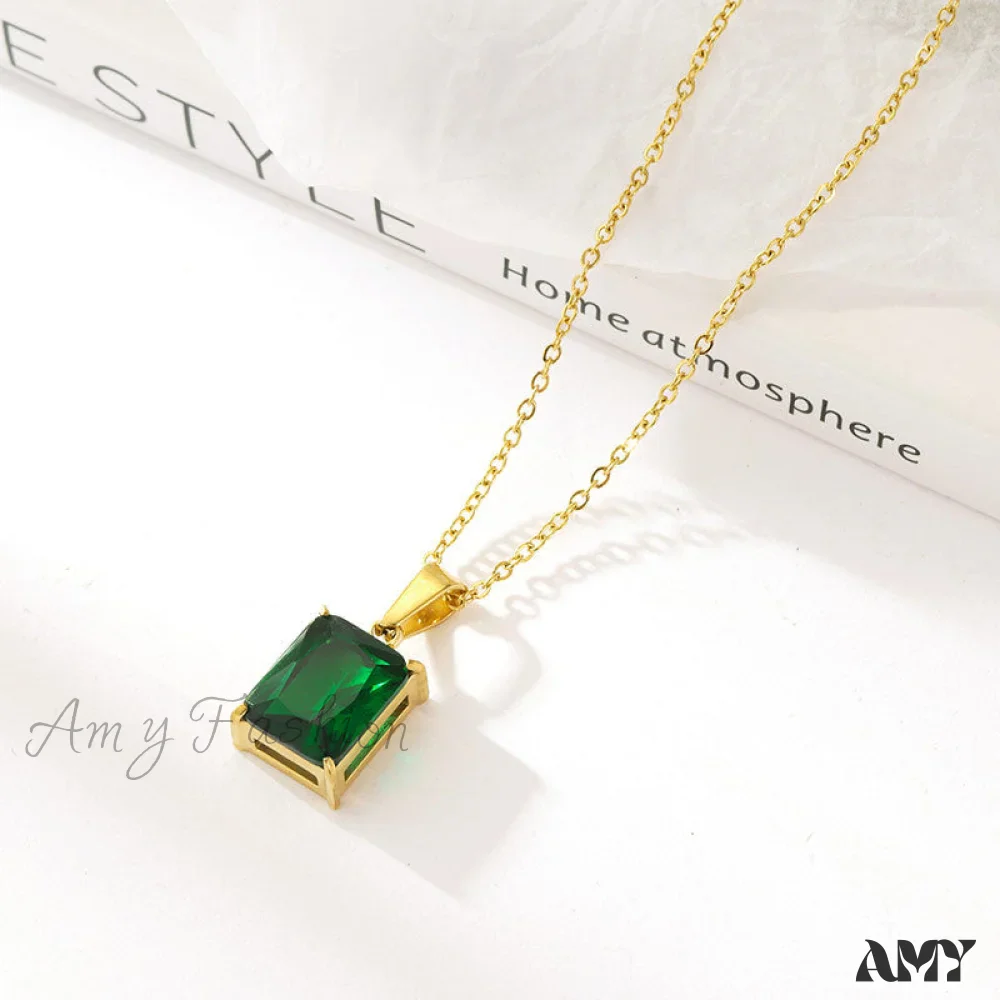 Amy Fashion - Stainless Steel Diamond Studded All-match Necklaces - Image 9