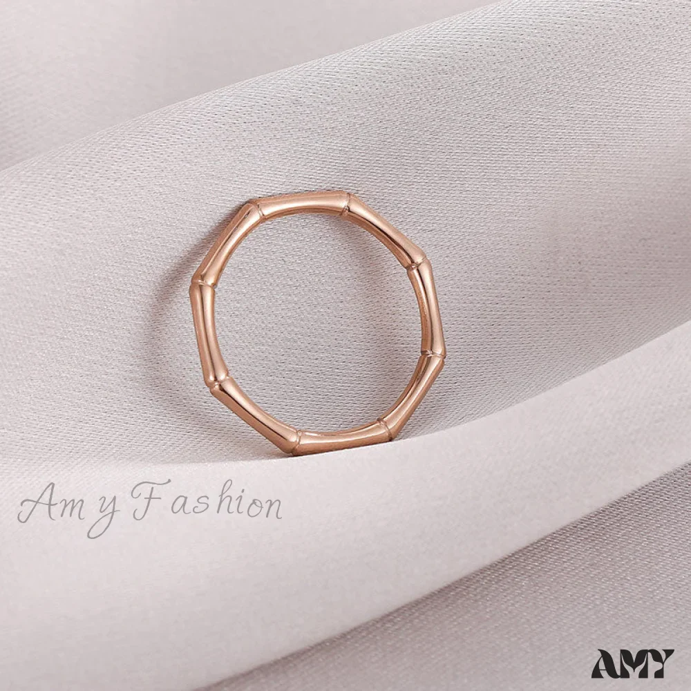 Amy Fashion - Stainless Steel Bamboo Shape Closed Rings - Image 4