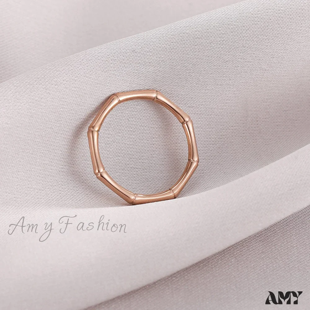 Amy Fashion - Stainless Steel Bamboo Shape Closed Rings - Image 7