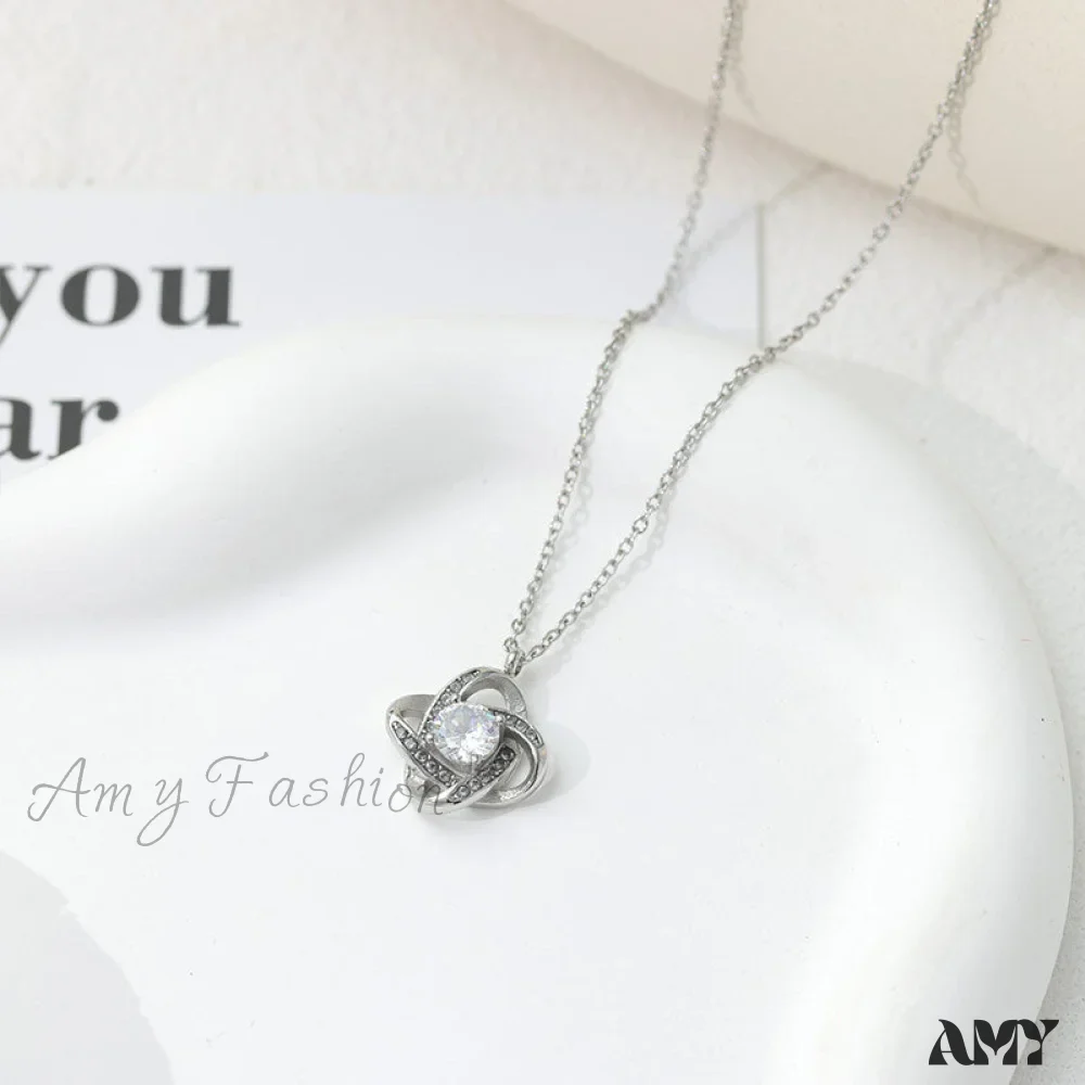 Amy Fashion - Geometric Shape White Shining Zircon Necklace - Image 4