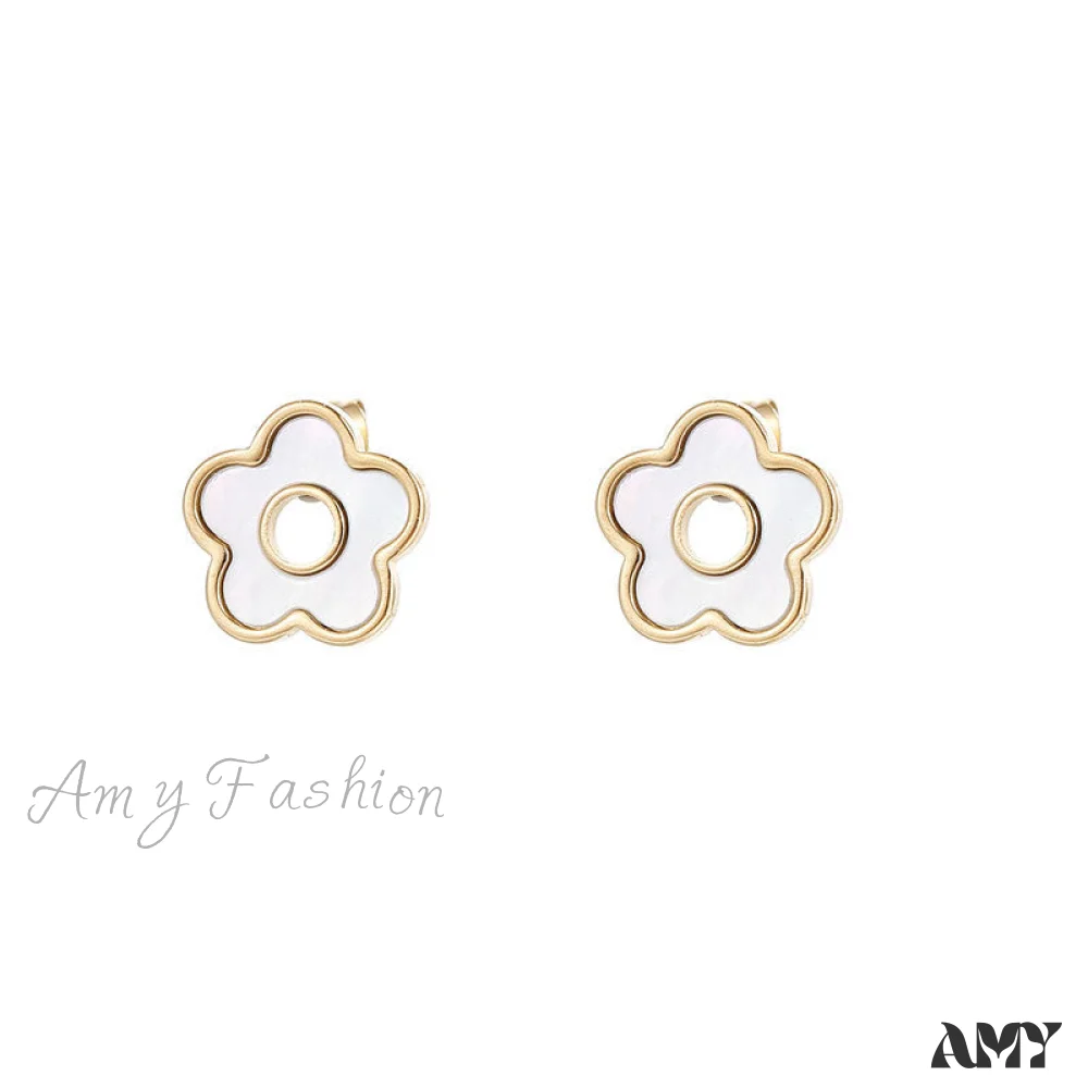 14K Gold Mini Flower Shape Stud Earrings - Image 5