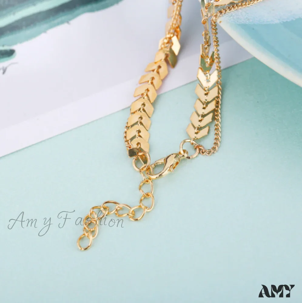 Creative Retro Airplane Chain Double Layer Anklet Set - Image 2