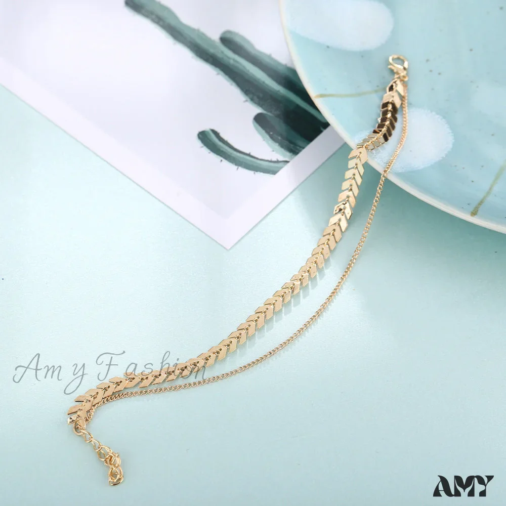 Creative Retro Airplane Chain Double Layer Anklet Set - Image 4