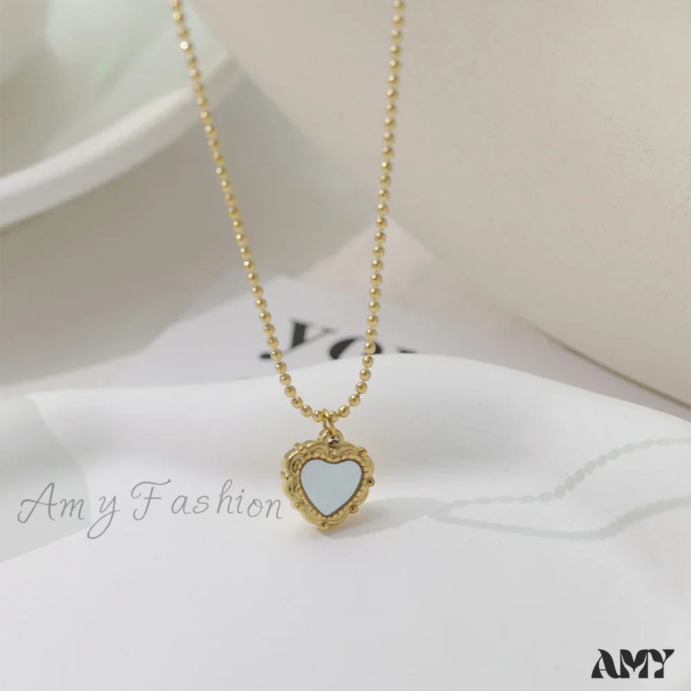 Amy Fashion - Titanium Steel White Fritillary Bead Necklaces - Image 4