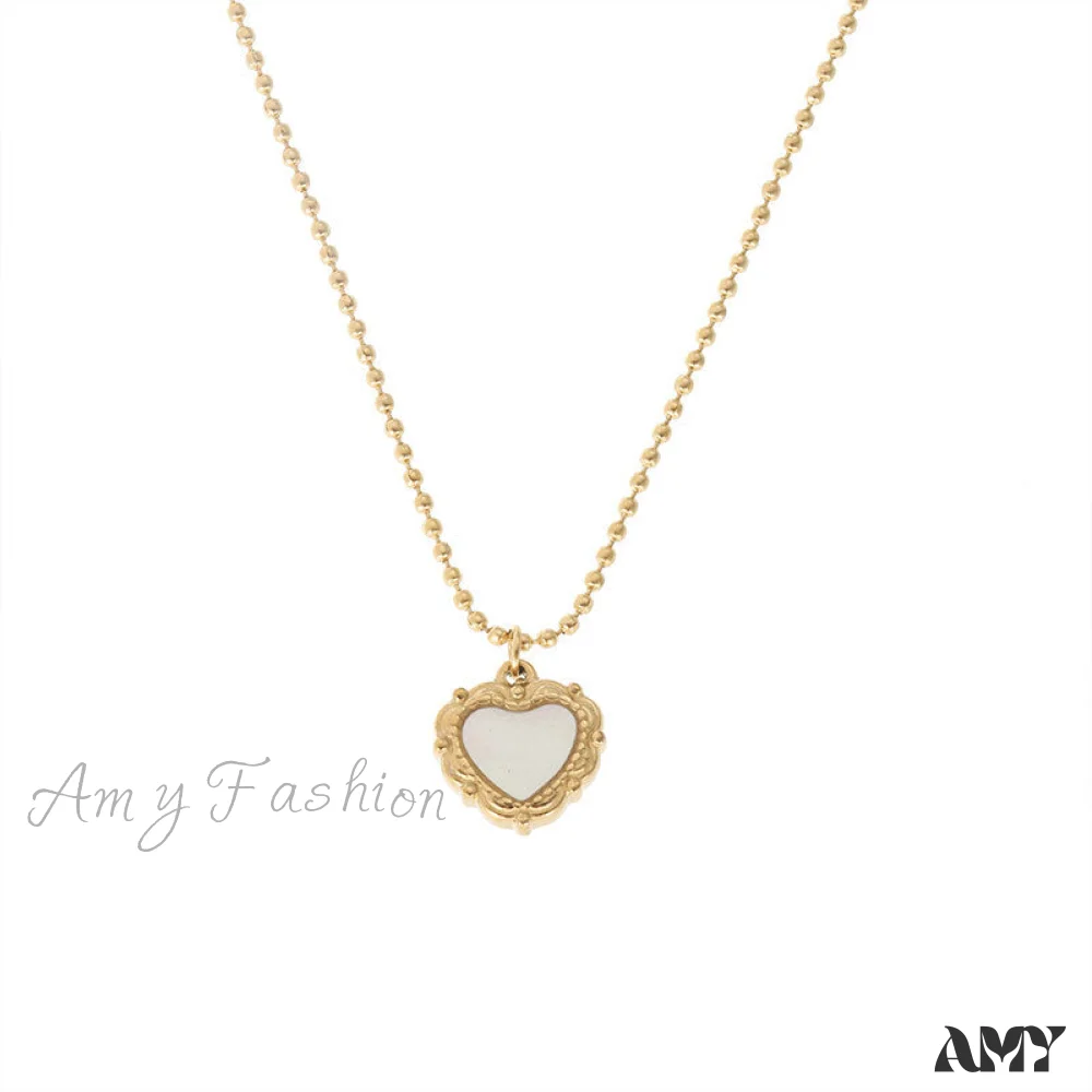 Amy Fashion - Titanium Steel White Fritillary Bead Necklaces - Image 5