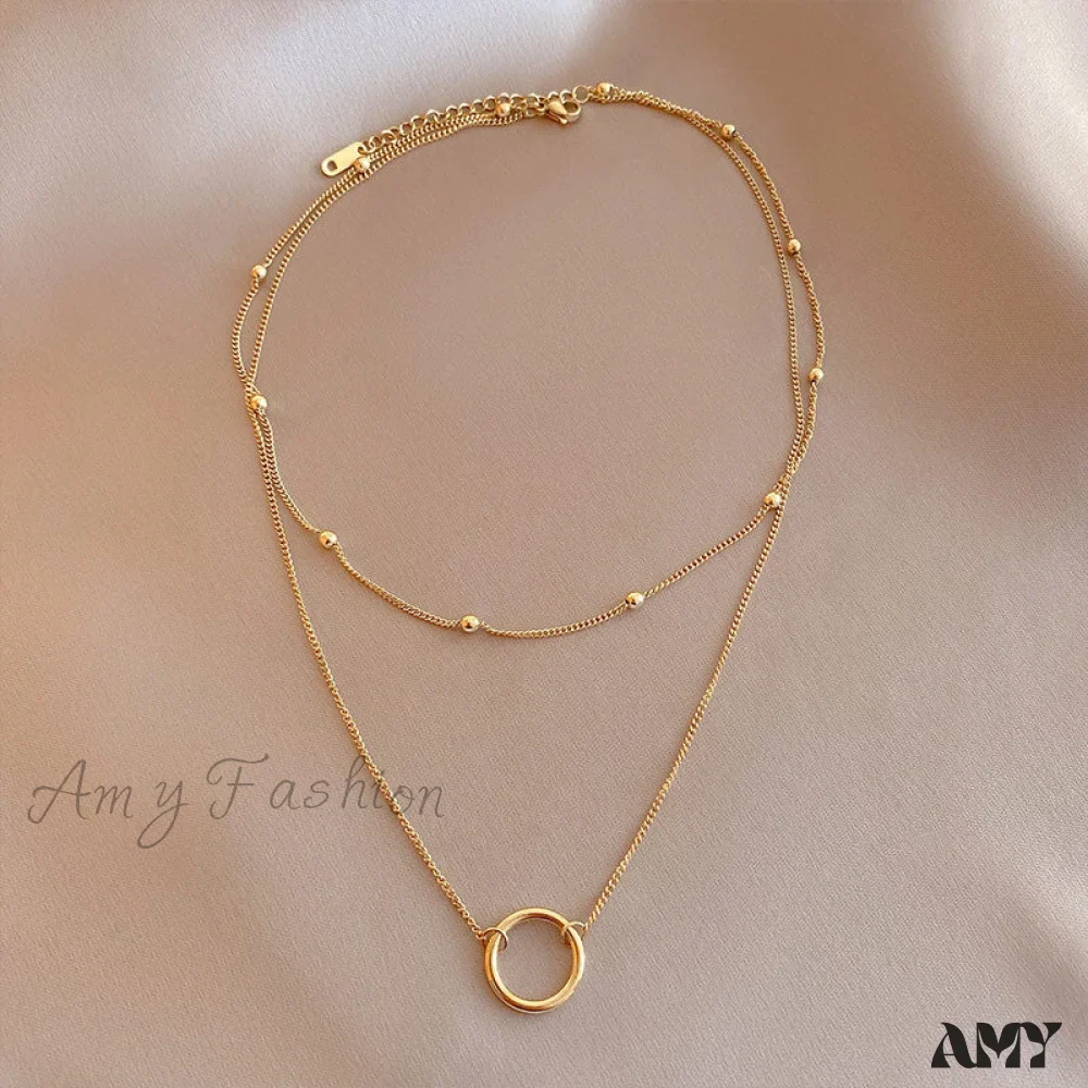 New Arrival Double Layer Circle Pendant Necklaces - Image 4