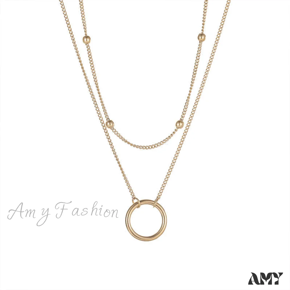 New Arrival Double Layer Circle Pendant Necklaces - Image 5