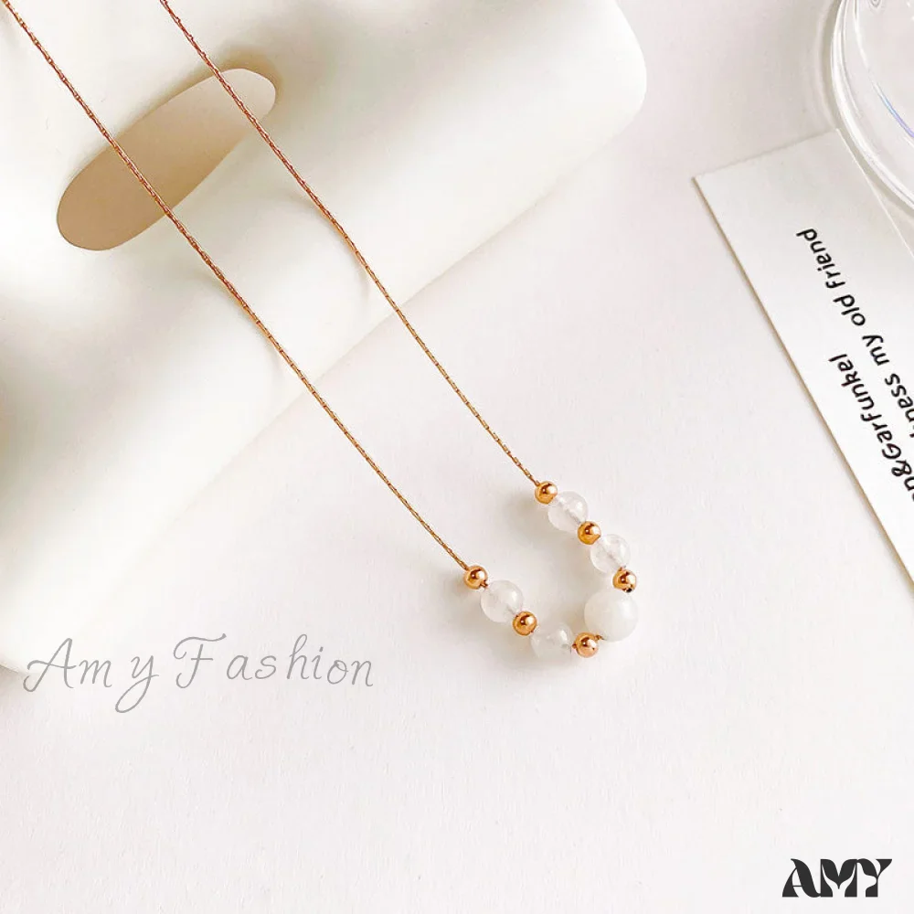 Amy Fashion - 14K Gold White Green Bead Necklaces - Image 6