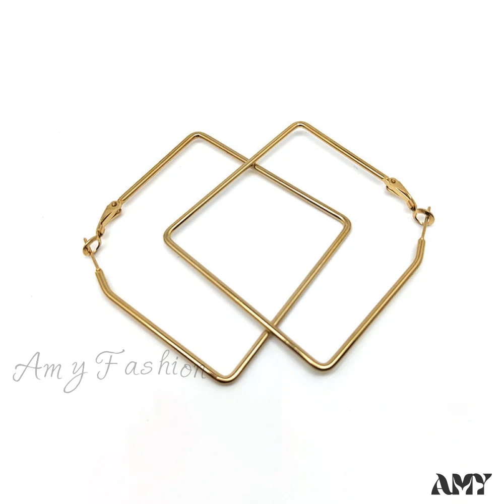 Amy Fashion - Stainless Steel Big Size Exaggerated Hoop Earrings - Image 4