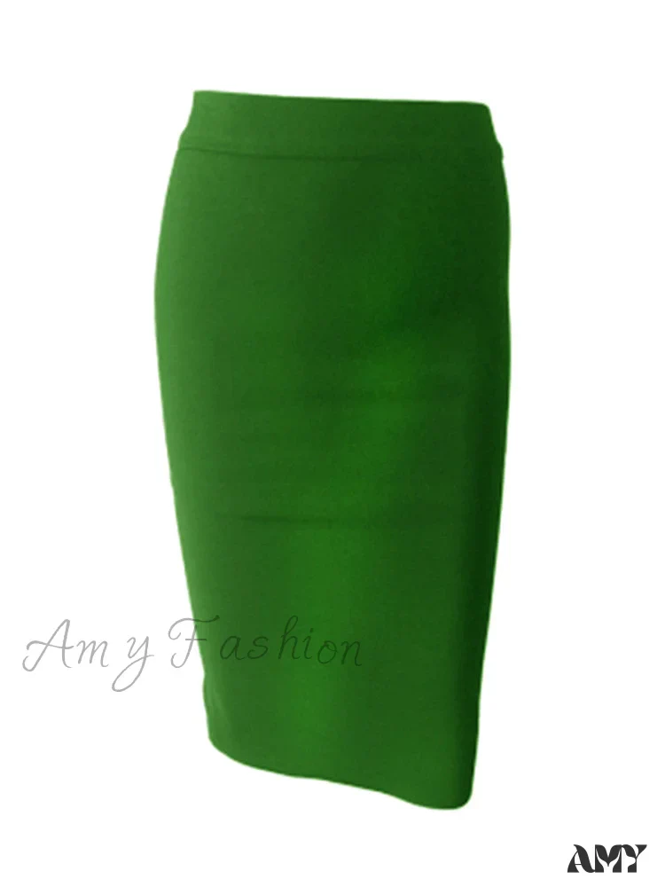 Amy Fashion - Solid Color Sexy Bodycon Party Bandage Skirt - Image 10