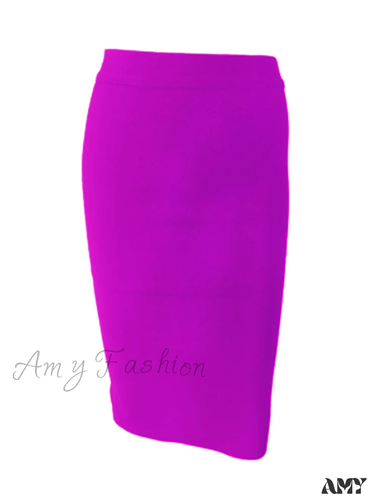 Amy Fashion - Solid Color Sexy Bodycon Party Bandage Skirt - Image 11