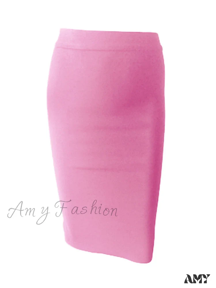 Amy Fashion - Solid Color Sexy Bodycon Party Bandage Skirt - Image 16