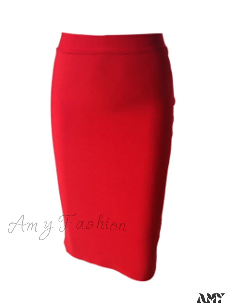 Amy Fashion - Solid Color Sexy Bodycon Party Bandage Skirt - Image 18