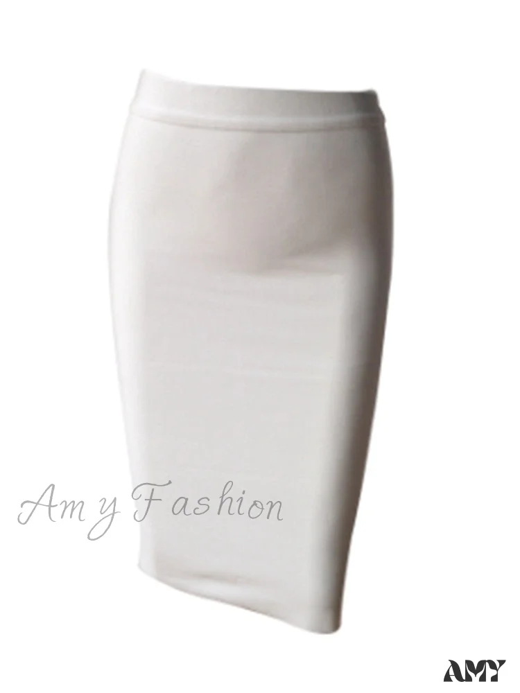 Amy Fashion - Solid Color Sexy Bodycon Party Bandage Skirt - Image 19