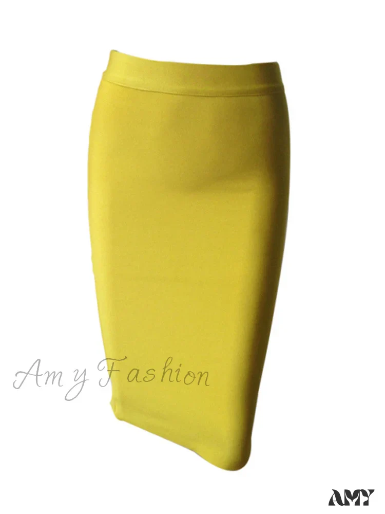 Amy Fashion - Solid Color Sexy Bodycon Party Bandage Skirt - Image 20