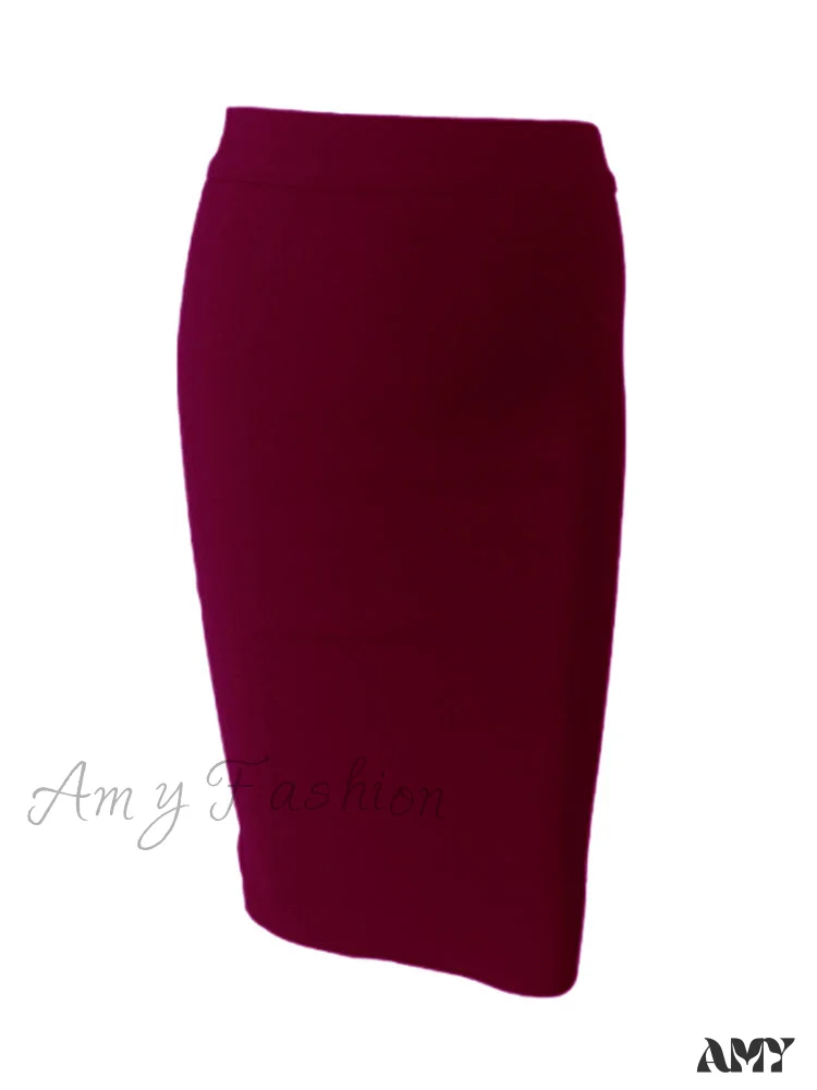 Amy Fashion - Solid Color Sexy Bodycon Party Bandage Skirt - Image 21