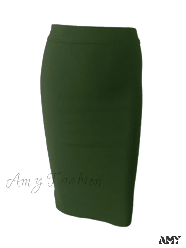 Amy Fashion - Solid Color Sexy Bodycon Party Bandage Skirt - Image 5
