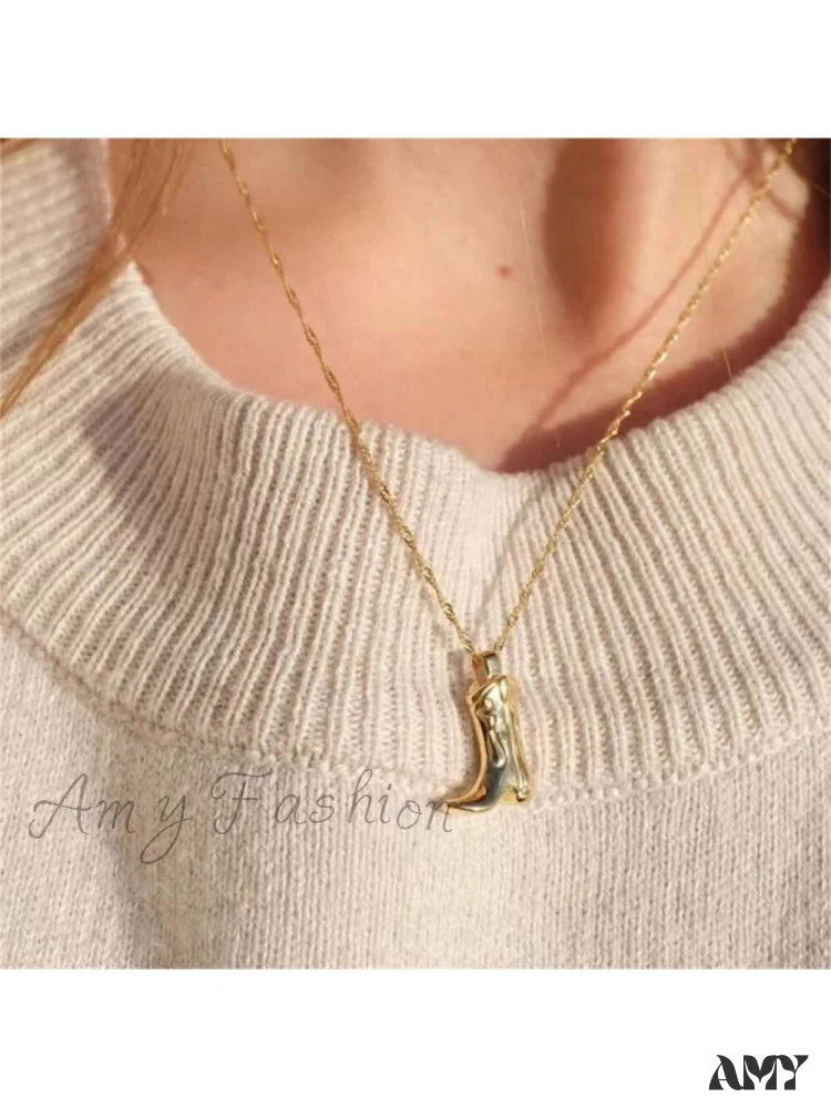 Amy Fashion - 1pc Retro Punk Style Western Cowboy Boot Shaped Pendant Necklace, - Image 2