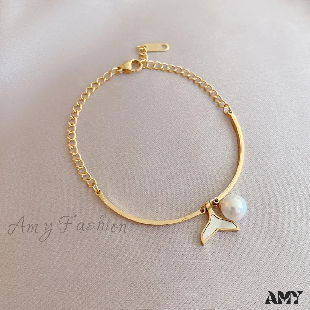 Amy Fashion - New Arrival Fish Tail Elegant Pearl Bracelet - Image 3