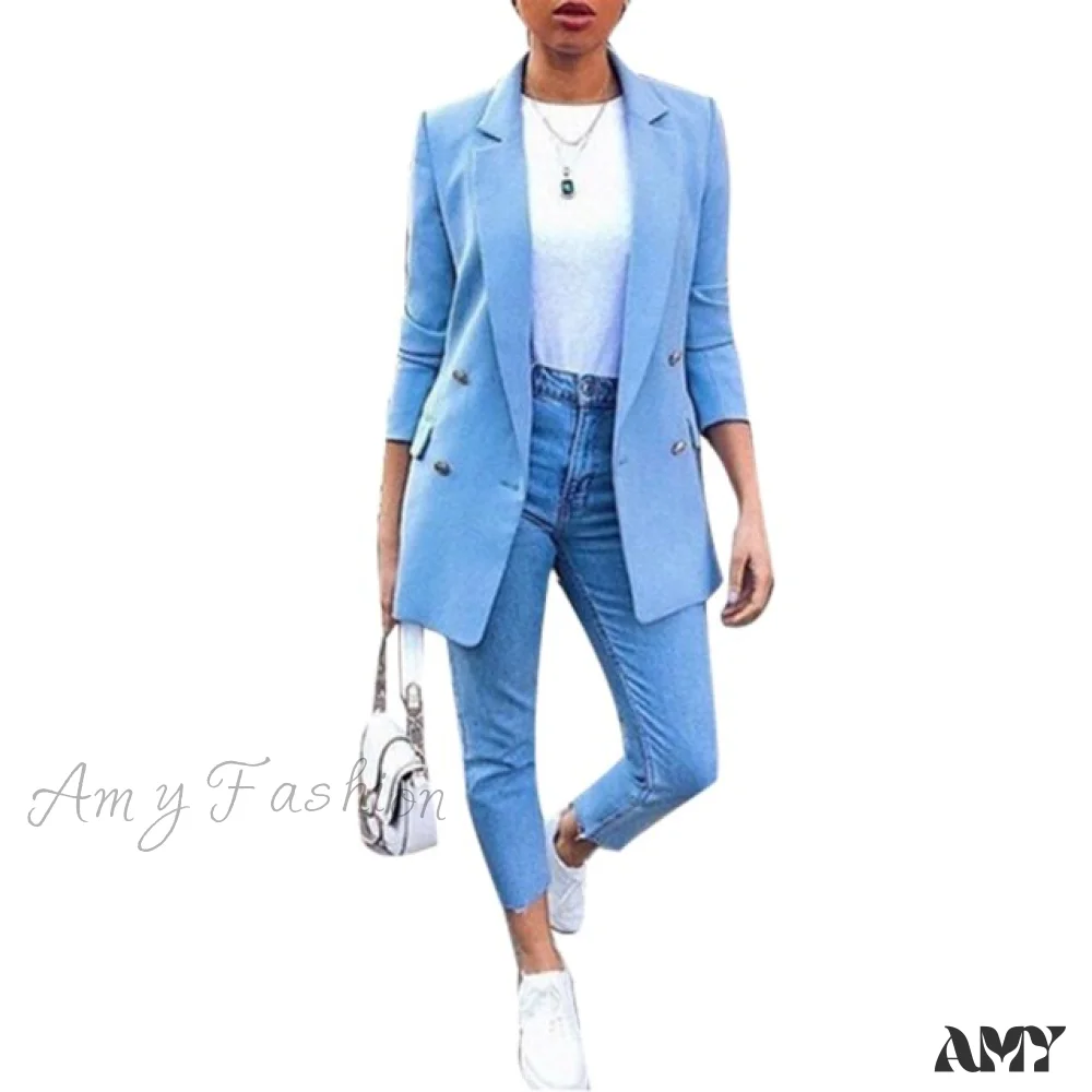 Amy Fashion - Chic Office Lady Breasted Blazer - Image 3