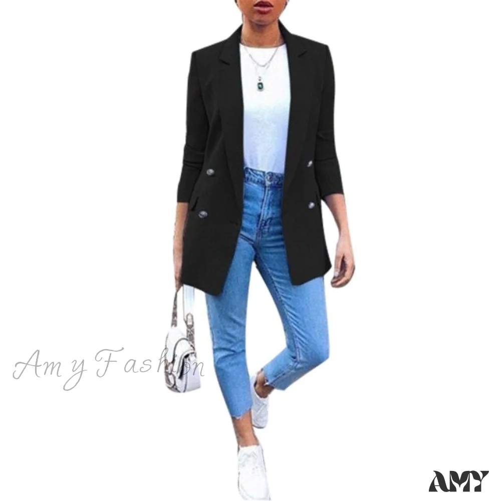 Amy Fashion - Chic Office Lady Breasted Blazer - Image 4