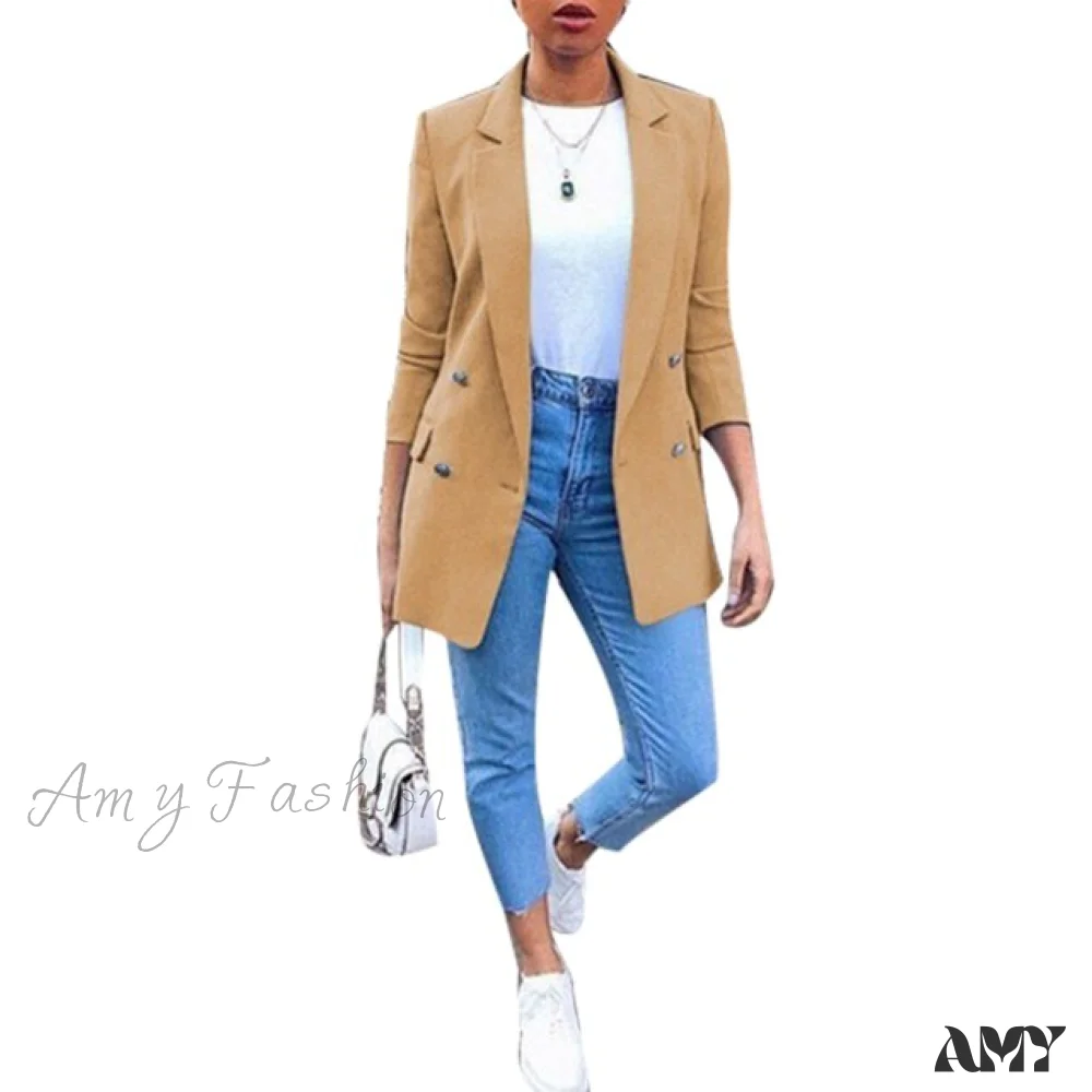 Amy Fashion - Chic Office Lady Breasted Blazer - Image 7