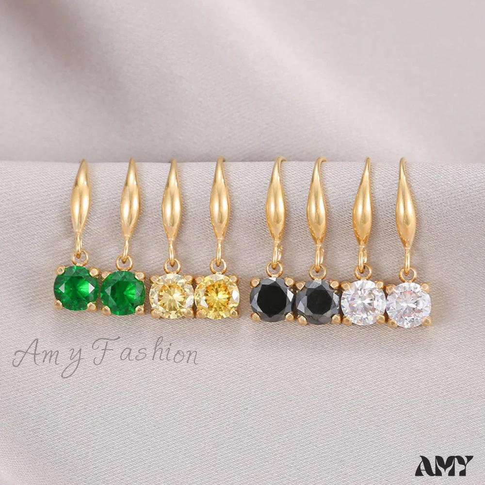 New Arrival Titanium Steel Colorful Stone Earrings - Image 3