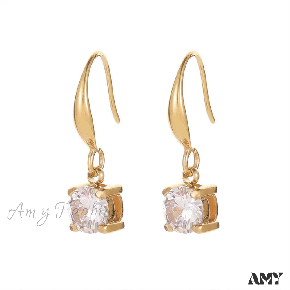 New Arrival Titanium Steel Colorful Stone Earrings - Image 5