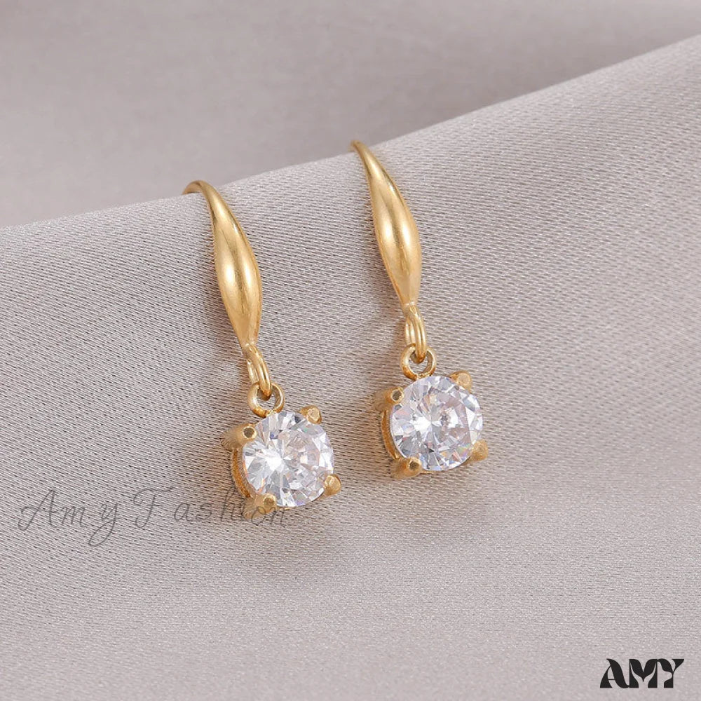 New Arrival Titanium Steel Colorful Stone Earrings - Image 6