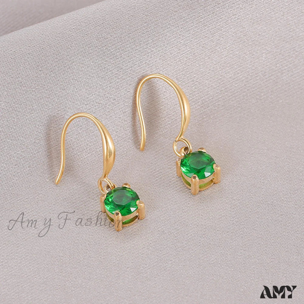 New Arrival Titanium Steel Colorful Stone Earrings - Image 8
