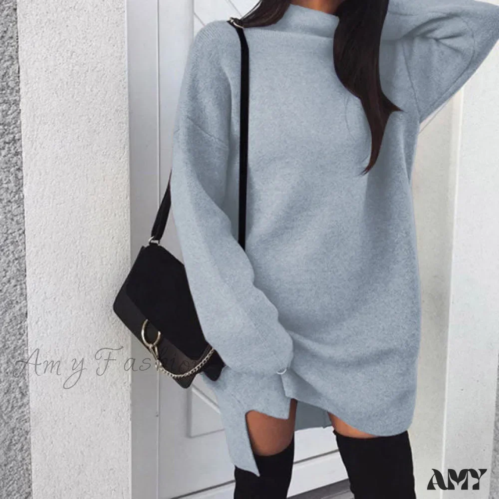 Amy Fashion - Fashion Turtleneck Elegant Lady Mid-length Dress - Image 11