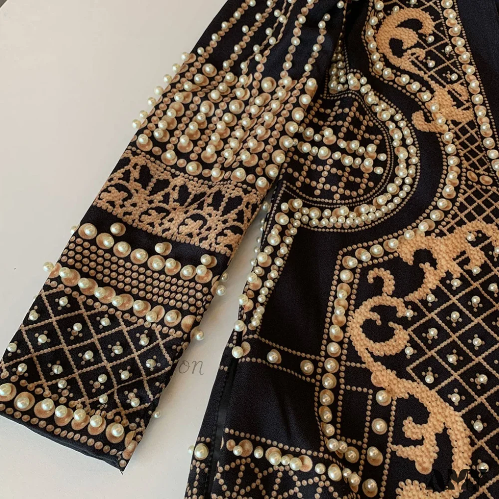 Amy Fashion - Beading Design Long Sleeve Vintage Coat - Image 3