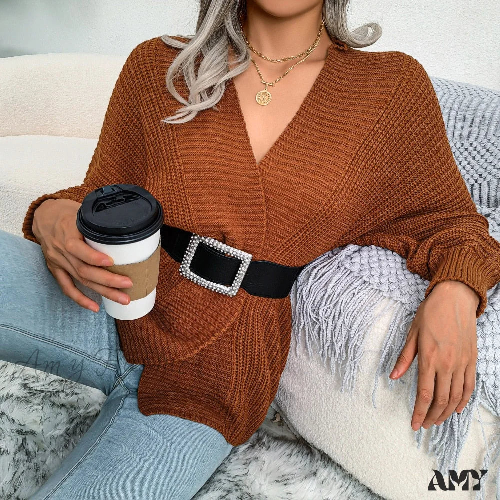 Amy Fashion - Long Sleeve Solid Color Knitted Cardigan Coat - Image 4