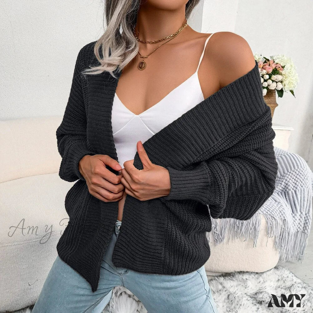 Amy Fashion - Long Sleeve Solid Color Knitted Cardigan Coat - Image 6