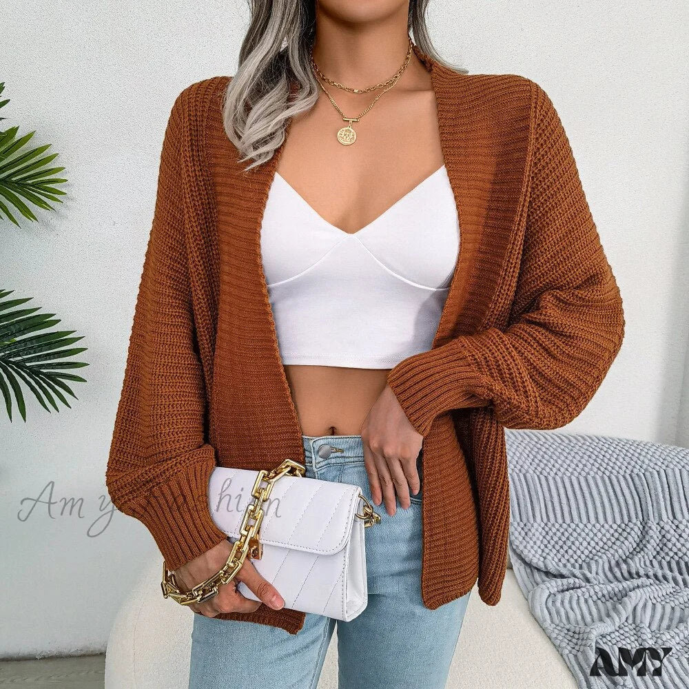 Amy Fashion - Long Sleeve Solid Color Knitted Cardigan Coat - Image 7