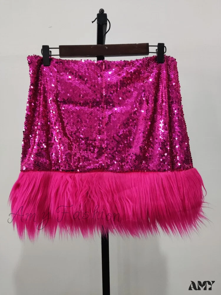 Amy Fashion - Sequin Feather Women's Short Party Skirt - Image 6