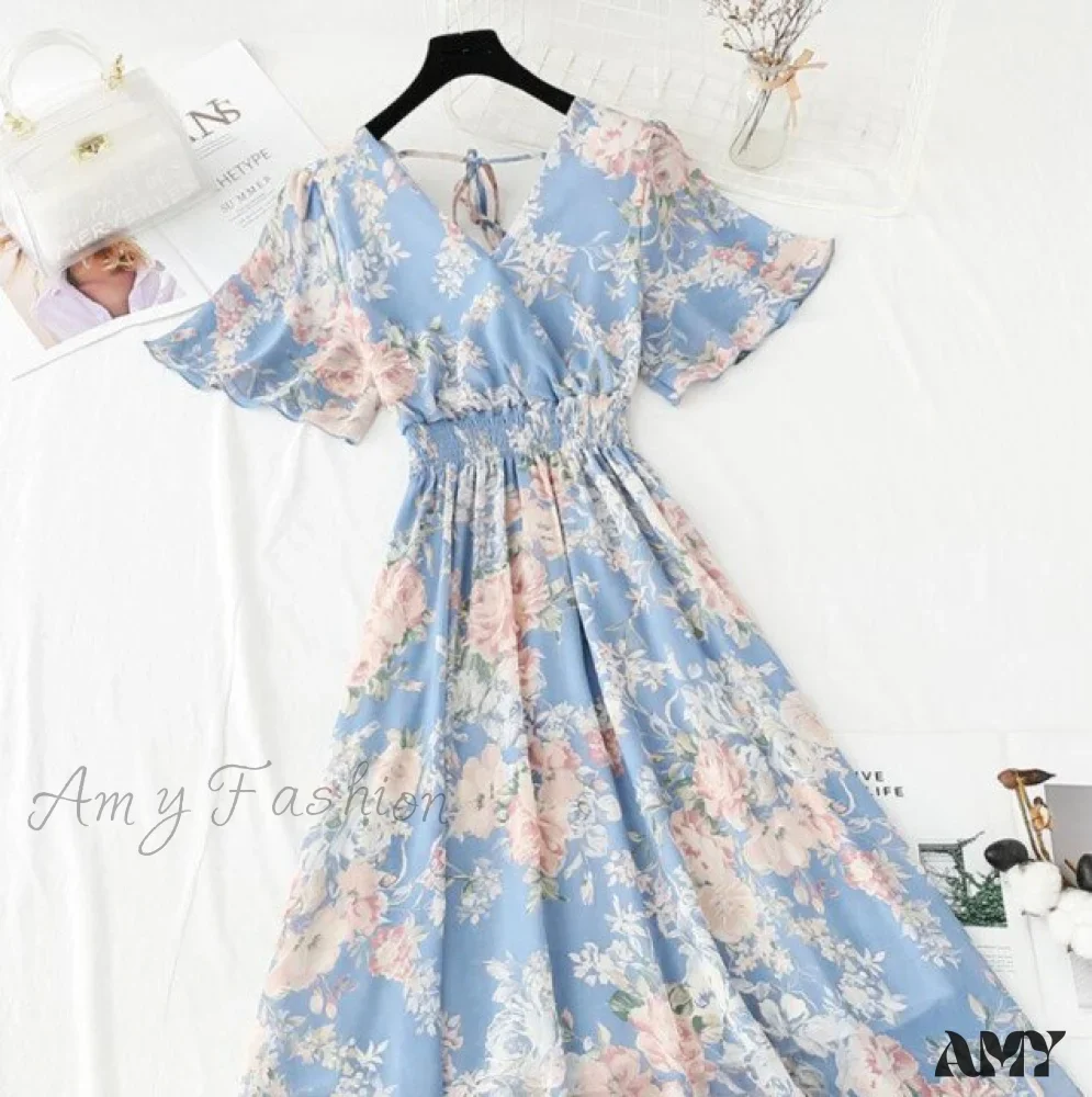 Amy Fashion - Short sleeve Chiffon Dress - Image 2