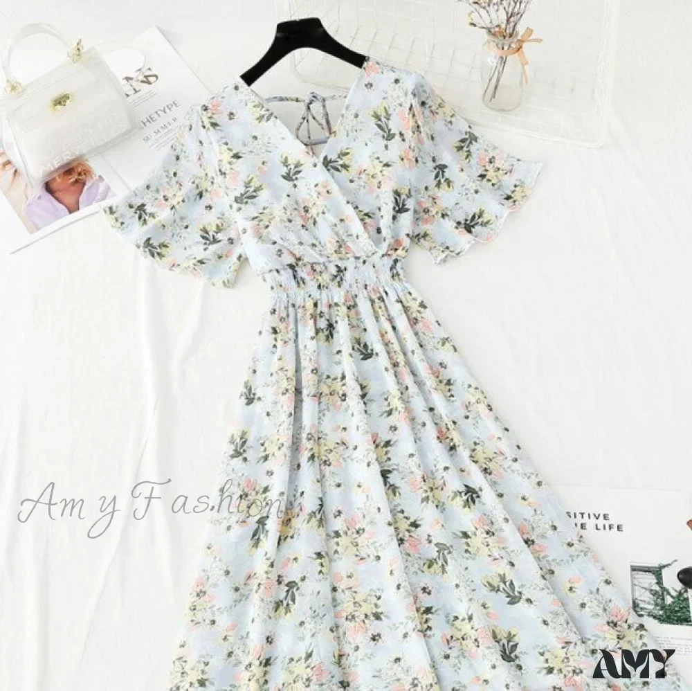 Amy Fashion - Short sleeve Chiffon Dress - Image 3