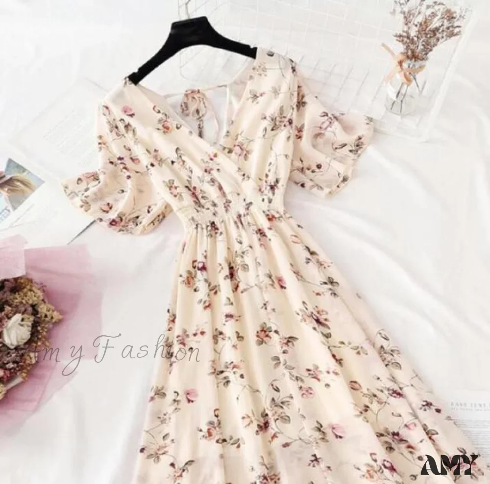 Amy Fashion - Short sleeve Chiffon Dress - Image 4