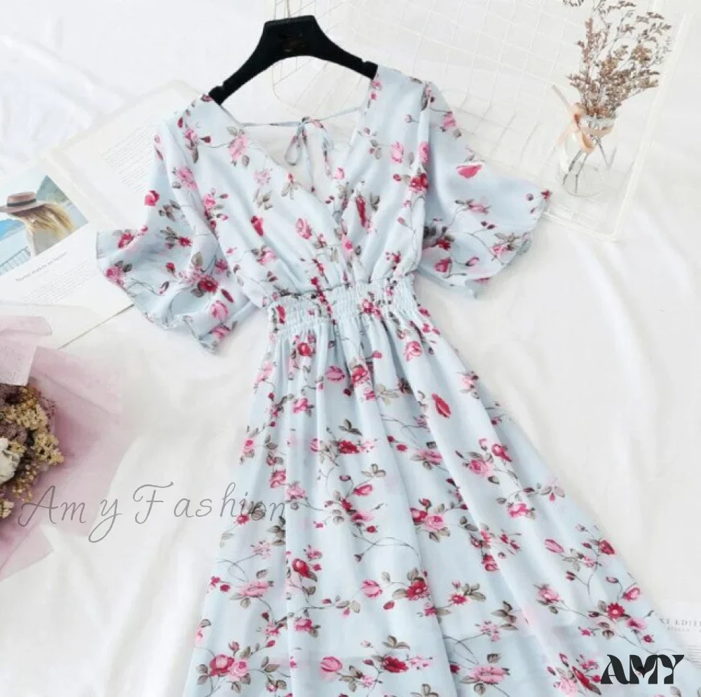 Amy Fashion - Short sleeve Chiffon Dress - Image 5