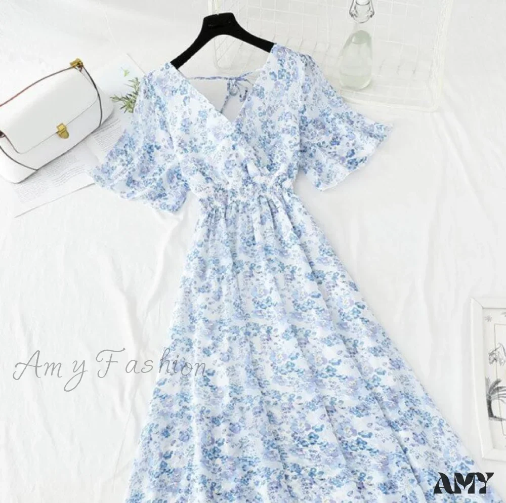 Amy Fashion - Short sleeve Chiffon Dress - Image 6