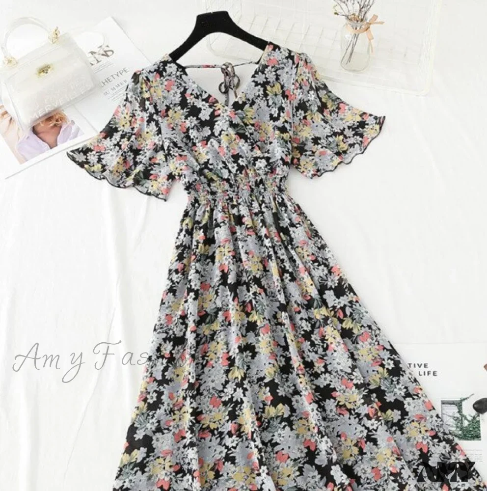 Amy Fashion - Short sleeve Chiffon Dress - Image 8