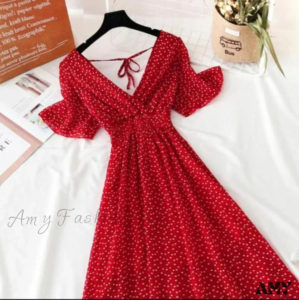 Amy Fashion - Short sleeve Chiffon Dress - Image 9