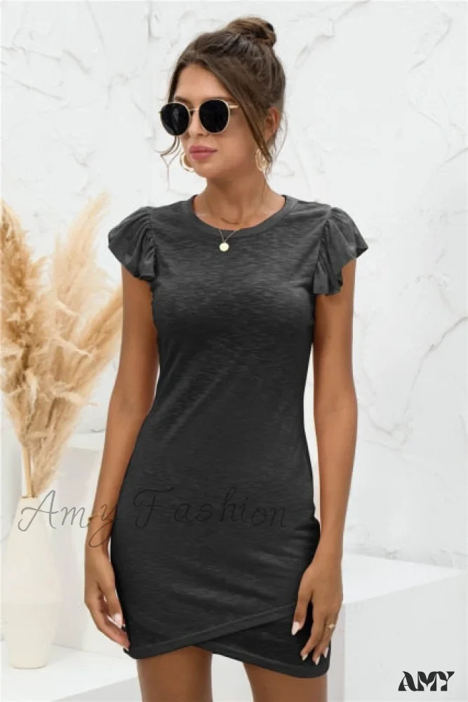 Amy Fashion - Hot Sale Ruffled Short-sleeved Cross Dress - Image 3