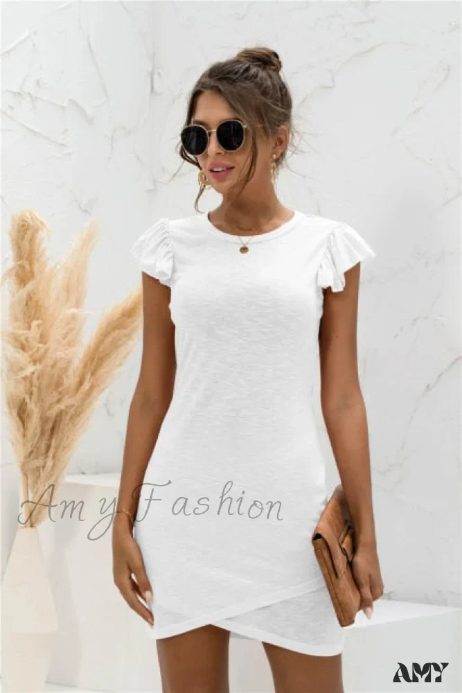 Amy Fashion - Hot Sale Ruffled Short-sleeved Cross Dress - Image 4