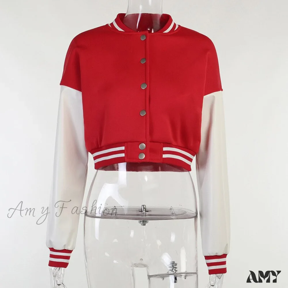 Amy Fashion - Stitching Letters Embroidery Baseball Uniform Jacket - Image 13