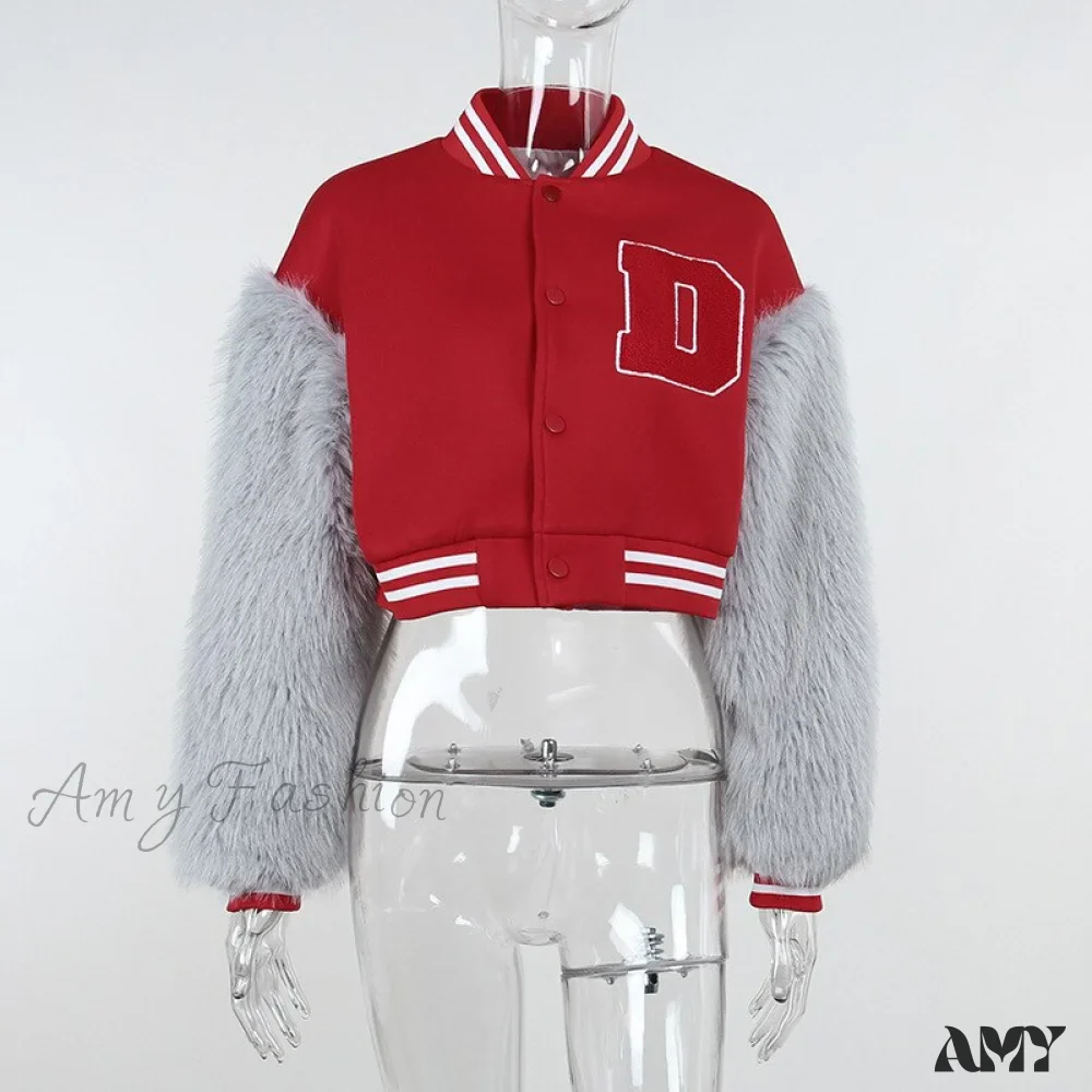 Amy Fashion - Stitching Letters Embroidery Baseball Uniform Jacket - Image 15