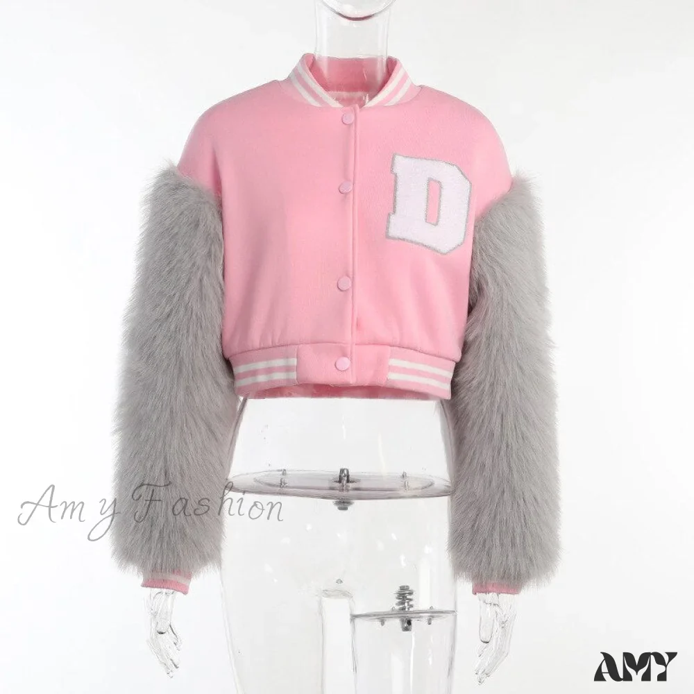 Amy Fashion - Stitching Letters Embroidery Baseball Uniform Jacket - Image 17