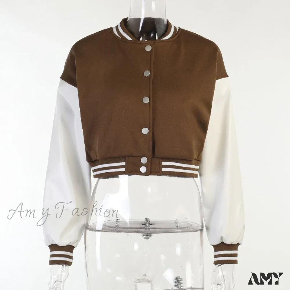 Amy Fashion - Stitching Letters Embroidery Baseball Uniform Jacket - Image 7