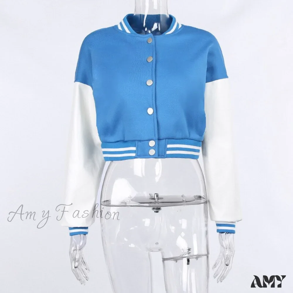 Amy Fashion - Stitching Letters Embroidery Baseball Uniform Jacket - Image 9